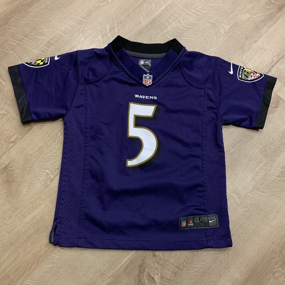 Nike NFL Baltimore Ravens Joe Flacco #5 Jersey Kids Boys Large (7) Childs Purple